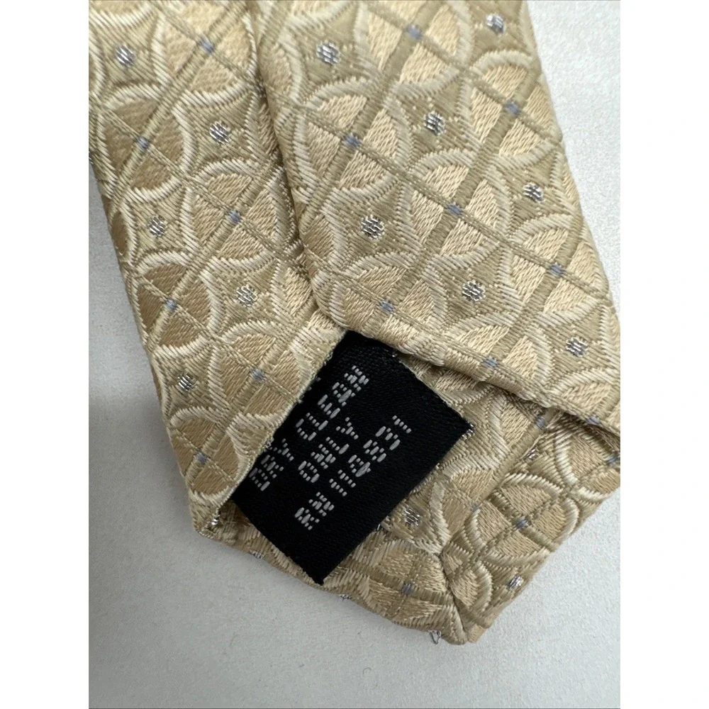 Pronto Uomo Couture Men's 100% Silk Necktie Ivory With Silver 60